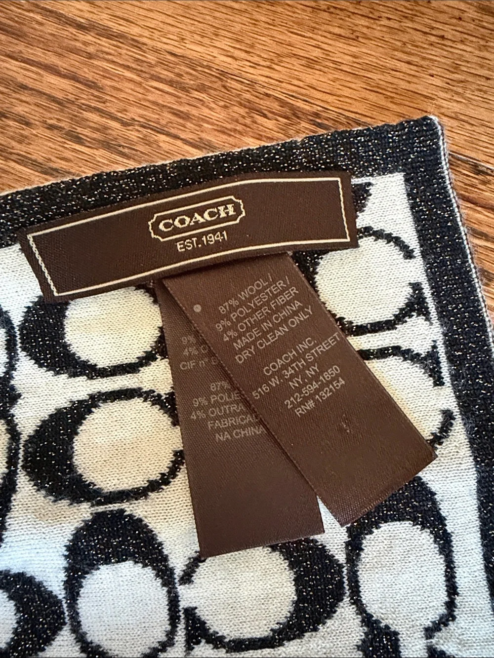 Coach Black & White Signature Print Scarf
